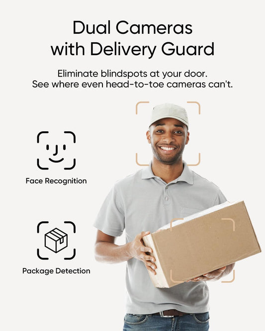 Eufy Security Video Doorbell E340, Dual Cameras, 2K FHD | No Subscription, Head-To-Toe View, Wireless or Wired, Color Night Vision, Two-Way Talk, AI Motion/Package Detection, 8GB