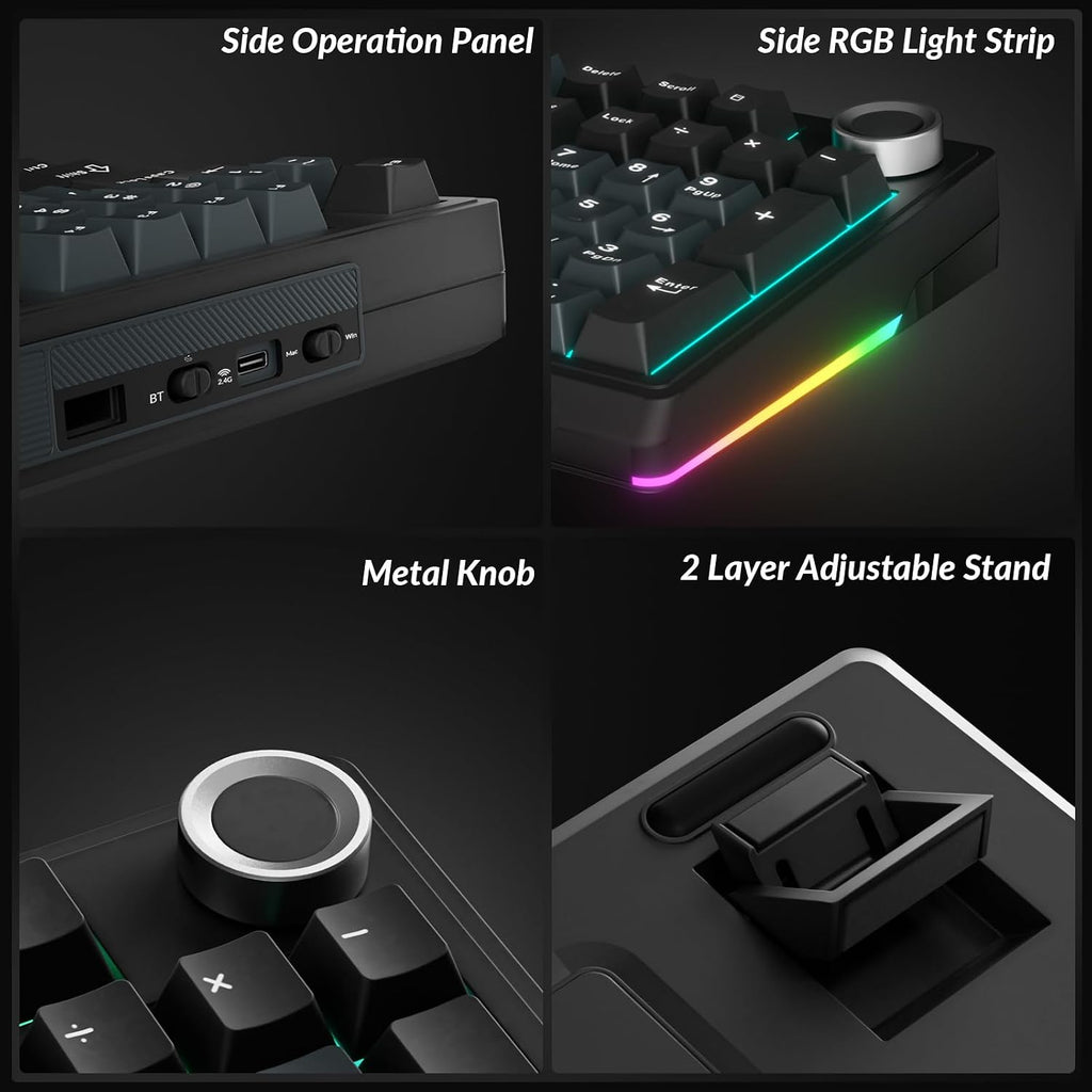 KI99 Pro Wireless Mechanical Keyboard with Quiet Switch, Hot Swappable Pre-Lubed Switches with RGB Backlit, Gasket Structure Computer Gaming Keyboard (Blackblue, Silent Switch)