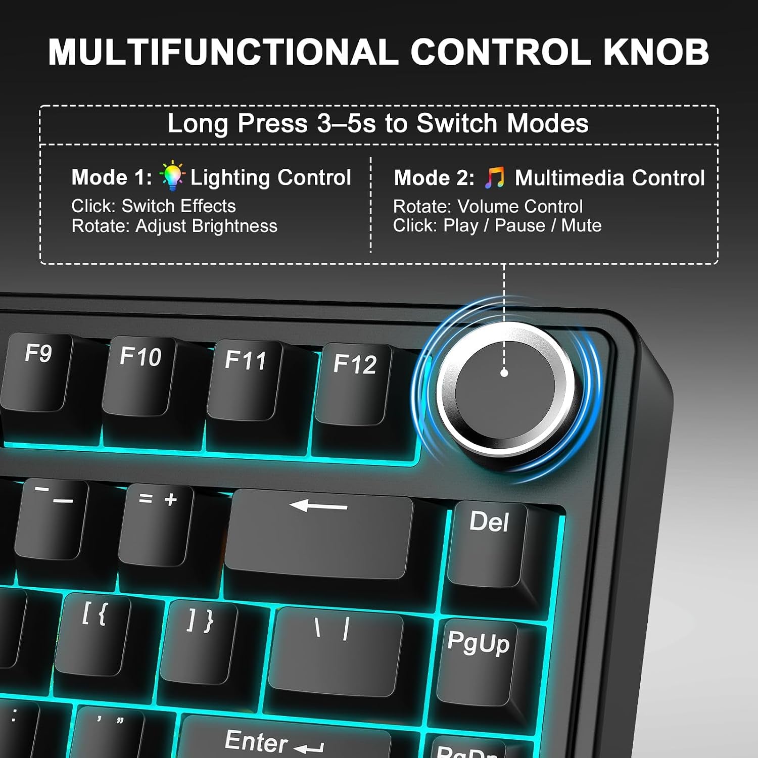 Aula F75 75% Wireless Mechanical Keyboard, Gasket Mount Hot Swappable Gaming Keyboard with Knob, Tri-Mode BT5.0/2.4G/USB-C, Creamy Thocky Sound Pre-Lubed Linear Switch, PBT Keycaps for PC Mac