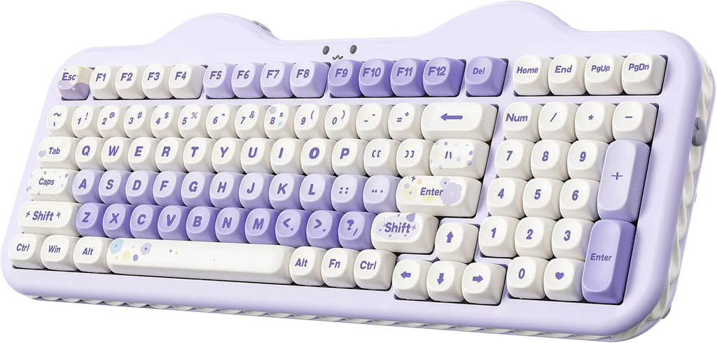 C98 Wireless Mechanical Keyboard with Number Pad,99 Key BT5.0/2.4G/USB-C Hot Swap Gasket Mount with PBT MOA Keycaps,Custom Rgb,Cute Cake Keyboard for Win/Mac (Purple, Milk V2 Linear Switch)