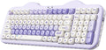 C98 Wireless Mechanical Keyboard with Number Pad,99 Key BT5.0/2.4G/USB-C Hot Swap Gasket Mount with PBT MOA Keycaps,Custom Rgb,Cute Cake Keyboard for Win/Mac (Purple, Milk V2 Linear Switch)