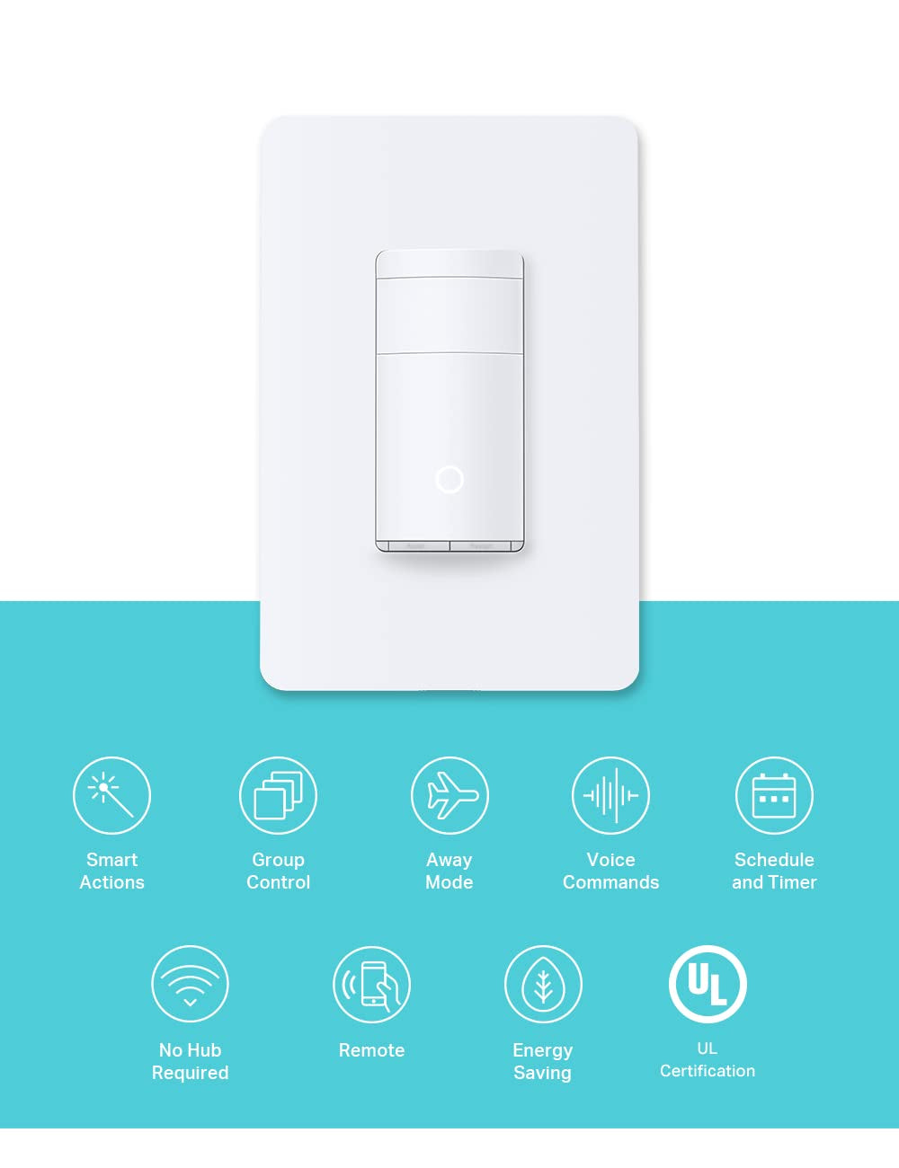 Wifi Motion Sensor Switch, Single Pole, Needs Neutral Wire, 2.4Ghz Wi-Fi Light Switch, Compatible with Alexa & Google Home, UL Certified, No Hub Required(Ks200M),White,1-Pack