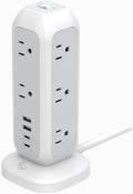 Power Strip Tower with Surge Protector – 11 AC Outlets, 4 USB Ports, 6ft by WhiteLunar