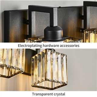 FDPBY Modern Bathroom Vanity Light 2-Lights Black Crystal Bathroom Wall Light - Image 6