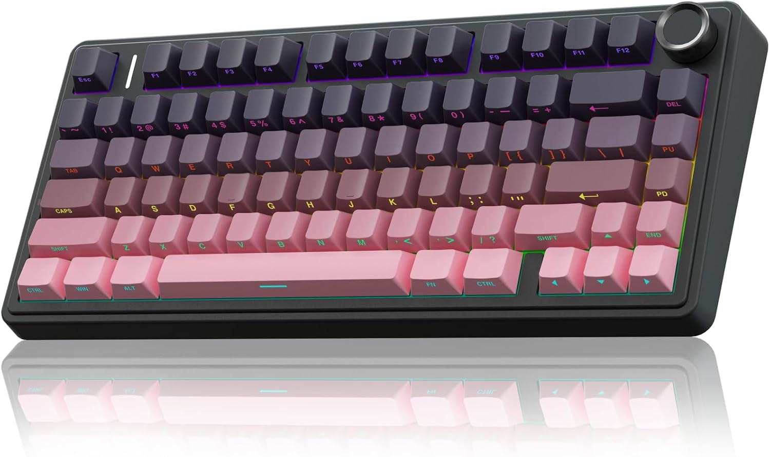 F75 Pro Wireless Mechanical Keyboard,75% Hot Swappable Custom Keyboard,Rgb Backlit,Pre-Lubed Reaper Switches,Side Printed PBT Keycaps Mechanical Gaming Keyboards, Pink&Black