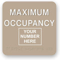 JUSTBRAILLESIGNS CUSTOMIZABLE MAXIMUM OCCUPANCY braille sign, 6” x 6”, Max by JustBrailleSigns