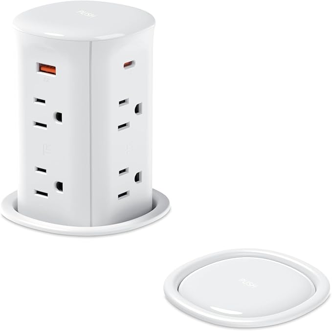 Pop up Outlet for Countertop, 3.15-inch Hole Desk Grommet Power, 8 Outlets 4 USB by Jgstkcity