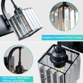 FDPBY 5-Light Crystal Vanity Light, Modern Black Bathroom Wall Sconce - Image 5