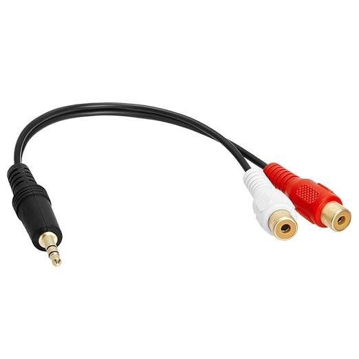 Cmple - 3.5mm Mini Plug to 2 RCA Jack Gold Plated Y Adapter, 3.5mm Male to 2 by Cmple