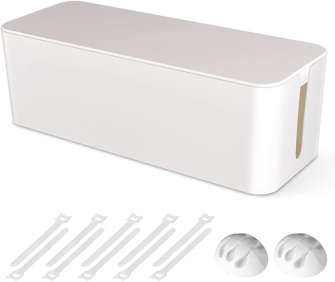 Cable Management Box, Large Cord Organizer Box to Hide Power Strip & Under Desk by Chouky