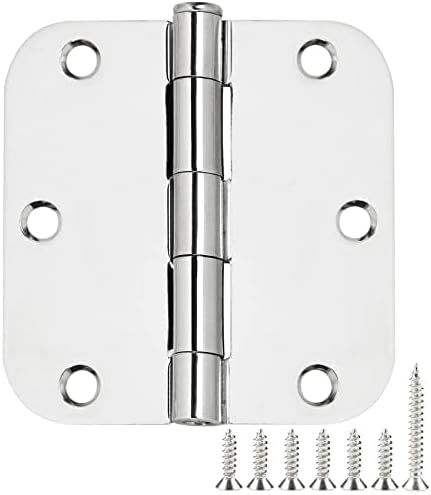 6 Pack Round Door Hinges 3-1/2" x 3.5 inch, 5/8 Radius, Polished Chrome 3 ½ by TDCHINGES