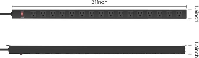HHSOET Metal Wall Mount Power Strip, Mountable Power Outlet, Aluminum Alloy - Image 2