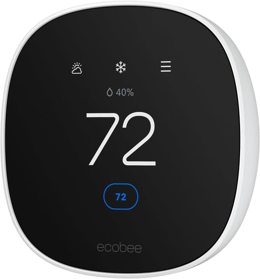 Ecobee Smart Thermostat Essential - Wifi Thermostat, Energy Star Certified | Programmable Wi-Fi Thermostat - Works with Siri, Alexa, and Google Assistant. Energy Saving Thermostat.