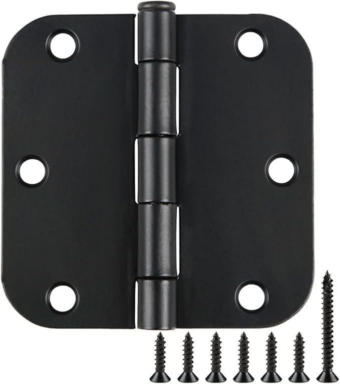 Rounded Door Hinges 3-1/2" x 3.5 inch, 5/8 Radius, Matte Black 3 ½ Inch 42 Pack by TDCHINGES