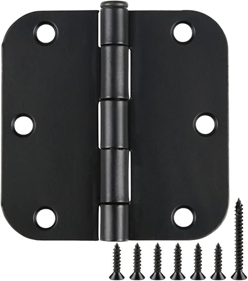 90 Pack Rounded Matte Black Door Hinges 3.5 Inch 5/8" Radius by TDCHINGES