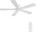 WINGBO 48" Flush Mount DC Ceiling Fans Without Lights, 5 Carved Solid Wood by HomePage