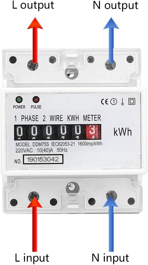 DDM75S Electric Meter, Single Phase 4P Din Rail Energy Meter LED Electricity - Image 4