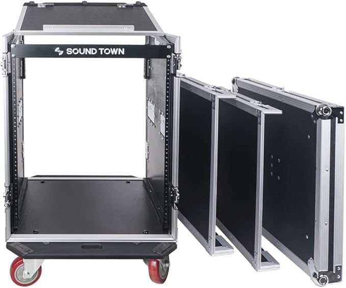 Sound Town Heavy-Duty 1/2" Plywood 14U PA DJ Rack/Road ATA Case - Image 4