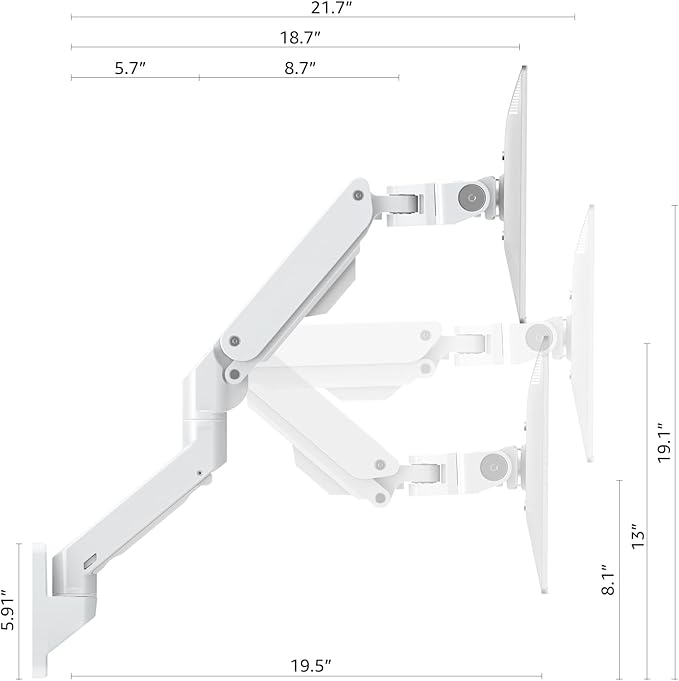 BEWISER Heavy Duty Monitor Arm Wall Mount - Image 6