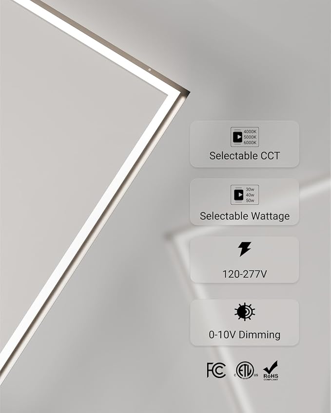 Sunco 12 Pack 2x2 Edge-Lit Frame LED Panel Lights, Drop Ceiling Flat Light - Image 6
