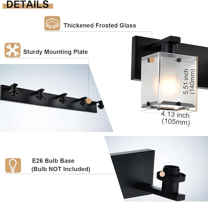 WINSHEN 3-Lights Bathroom Light Fixture Over Mirror, Modern Black Wall Sconce - Image 7