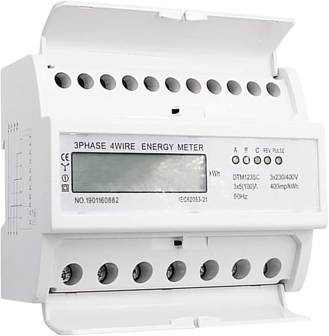 Tyenaza Energy Meter, Digital 3 Phase Energy Meter, LCD Display White ABS by Tyenaza