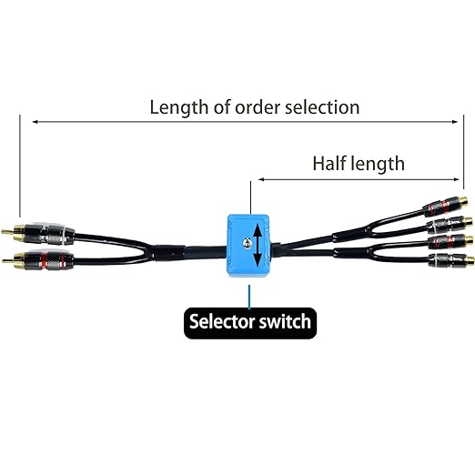 20ft Sound Channel swicher 2 Male to 4 Female RCA Switch Selector 2 in 1 Out - Image 4