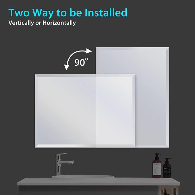 32x40 Inch Bathroom Mirror Frameless Beveled Edge Rectangle Wall Mirror - Image 5