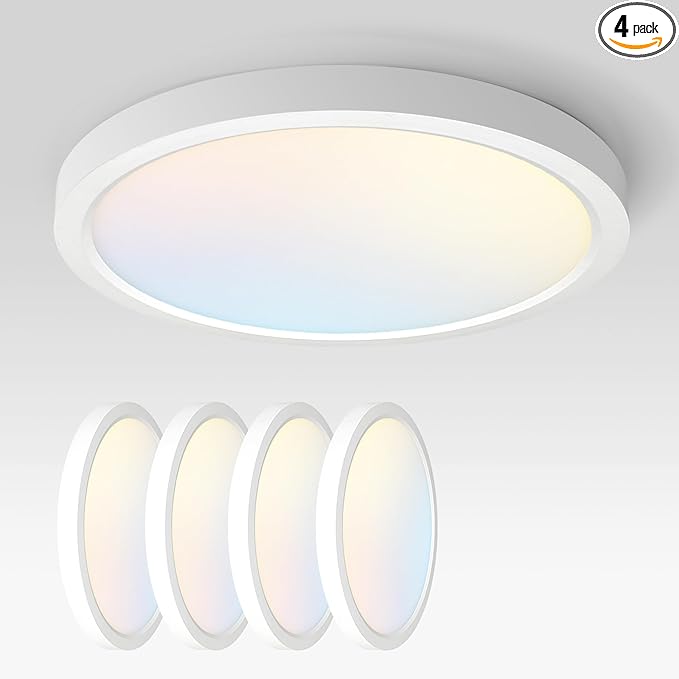 ASD LED 18" Round Flush Mount Ceiling Light Fixture, Low Profile Surface by ASDLightingCorporation