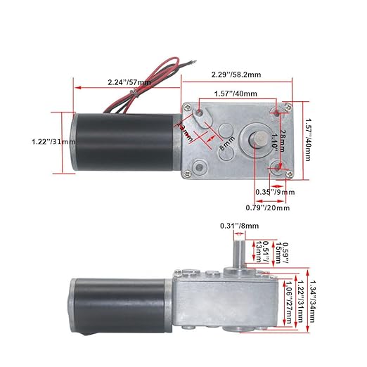 BRINGSMART DC Worm Gear Motor A58SW31ZY 24V 80rpm Reversed Self-Locking Mini - Image 2
