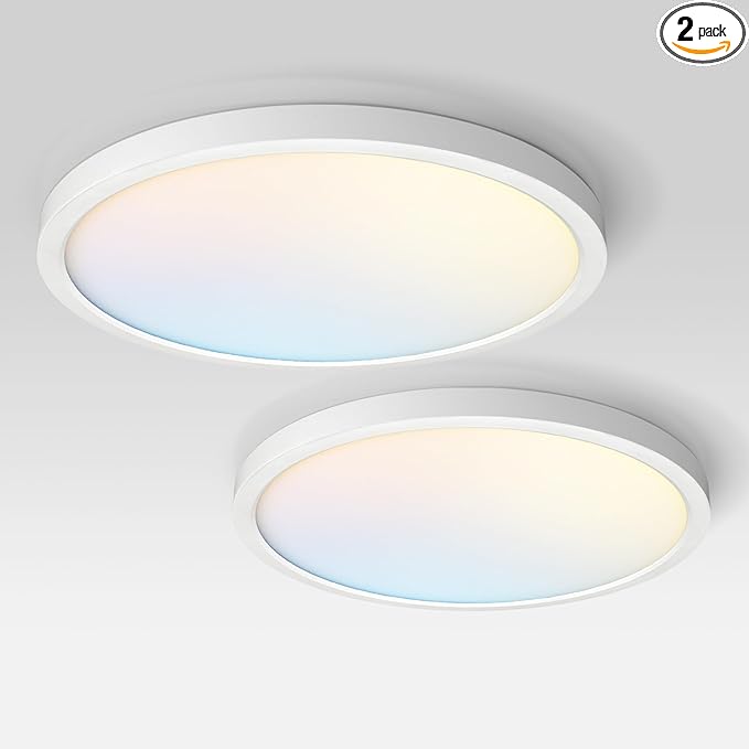 ASD LED 24" Round Flush Mount Ceiling Light Fixture, Low Profile Surface by ASDLightingCorporation