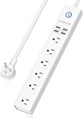 15 Ft Power Strip Surge Protector, 6 Outlets and 4 USB Ports, Flat Plug Power by AUOPLUSOFFICIAL