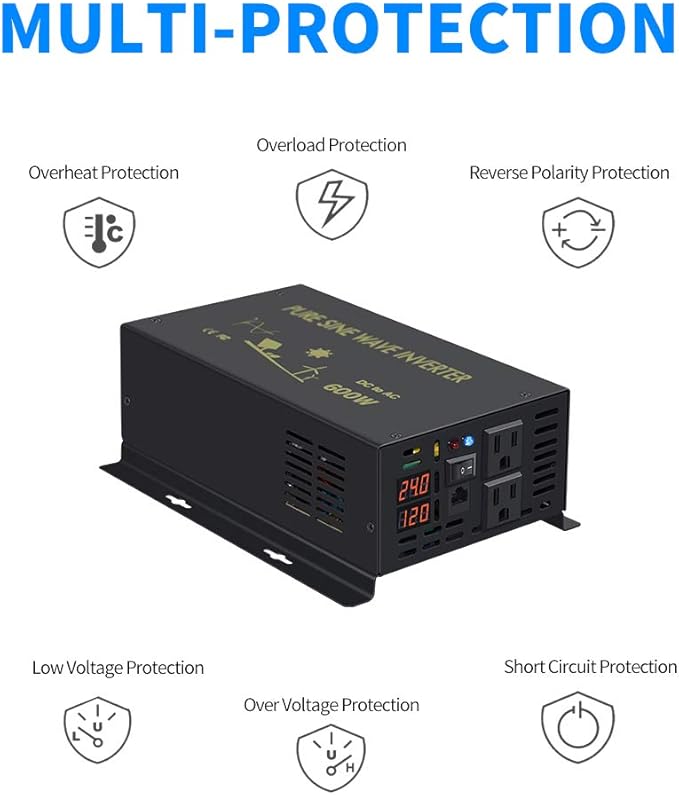 WZRELB 600W 24V 120V Pure Sine Wave Power Inverter - Image 5