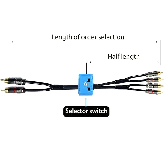 3ft Sound Channel swicher 2 male to 4 Male RCA Switch Selector 2 input 1 Output - Image 4