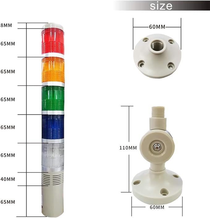 YJINGRUI LED Industrial Signal Tower Light 5 Colors Flash LED Light - Image 6