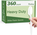 Dealusy 360 Count White Plastic Spoons Disposable, Heat Resistant, Solid and by Dealusy