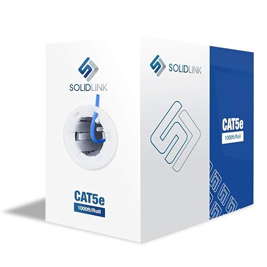 SolidLink CAT5e Ethernet Cable 1000ft – 24AWG Solid CCA UTP Unshielded CAT 5e by SolidLink