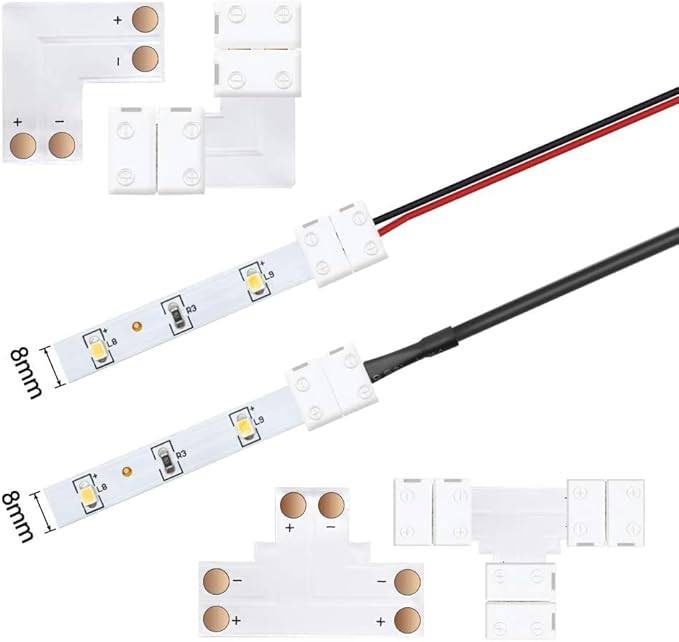 LightingWill 2 Pin LED Strip Light Connector Kit, 8mm Solderless Adapter - Image 4