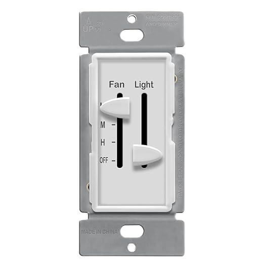 ENERLITES 3 Speed Ceiling Fan Control and LED Dimmer Light Switch, 2.5A Single by Enerlites