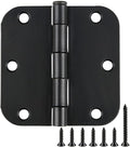 24 Pack Rounded Matte Black Door Hinges 3.5 inch x 3-1/2", 5/8 Radius Storage by TDCHINGES