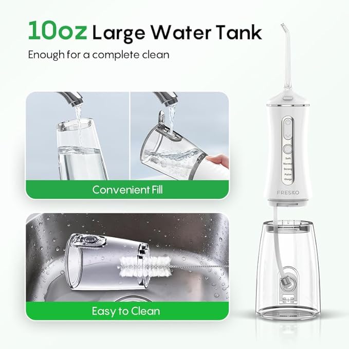 FRESKO Water Dental Flosser for Teeth, 300ML Cordless Flosser - Image 6