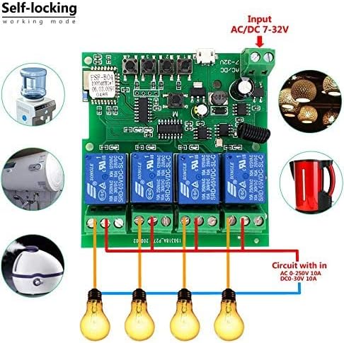 Newgoal 4 channelsWiFi Wireless Smart Switch Inching Self-locking Relay Module - Image 4