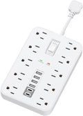 Short Extension Cord with USB and USBC Ports, Flat Outlet Extender with 10 AC by Unknown