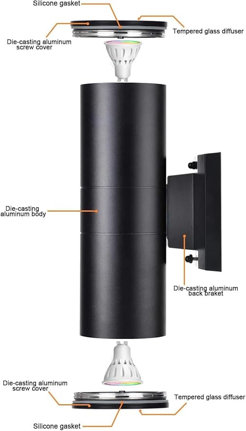 rosykite Exterior Double Up Down Outdoor Wall Lights, Mi.Light Remote Control - Image 5