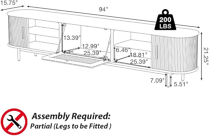 POVISON Sliding Tambour Door TV Stand - Image 7