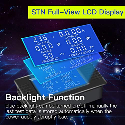 AC Current Voltage Amperage Power Energy Panel Meter LCD Digital Display - Image 2