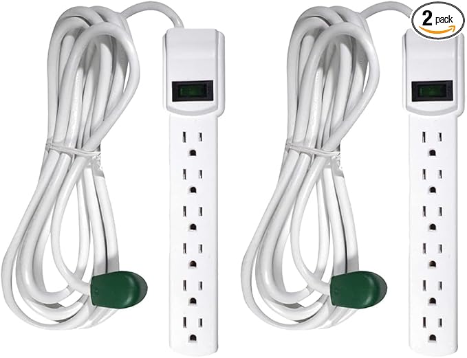 GoGreen Power Inc. 6 Outlet Surge Protector, 12FT Cord, 2 Pack by Unknown