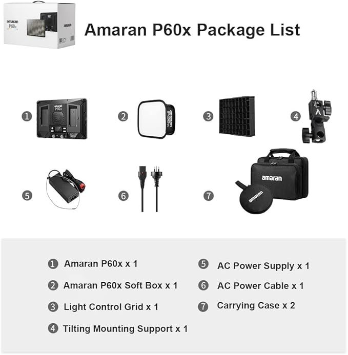Aputure Amaran P60x 60W Output Bi-Color Lensed LED Panel Video Light 5070+ lux - Image 6