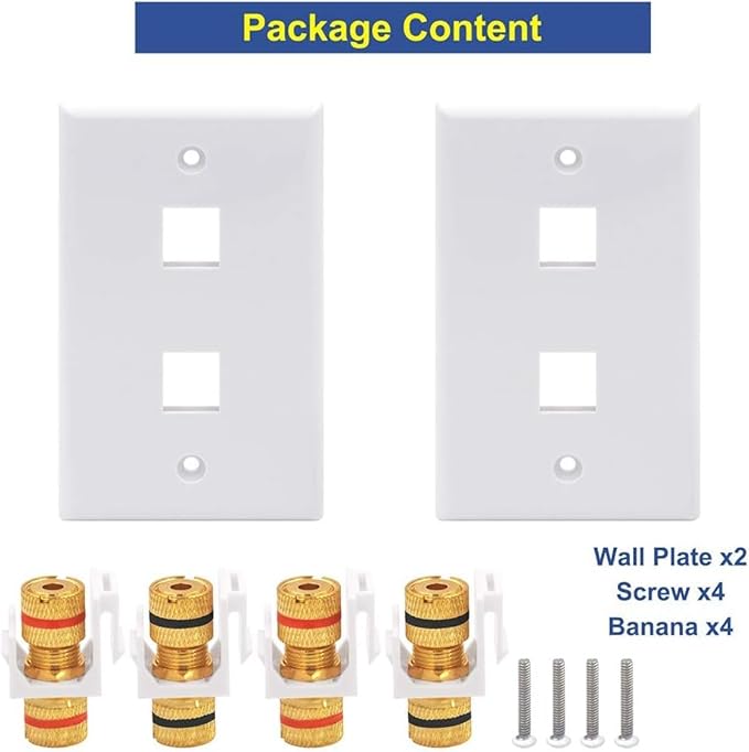 VCE UL-Listed Speaker Wall Plate Gold-Plated, 2-Port Keystone Wall Plate - Image 5
