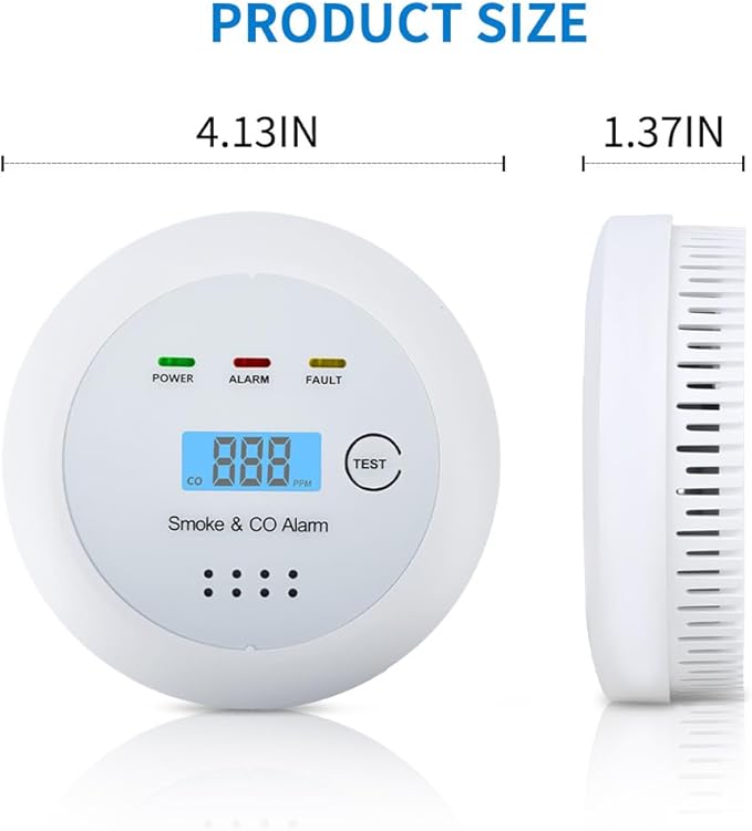 2 in1 Smoke Detector Carbon Monoxide Detector Combo, - Image 5